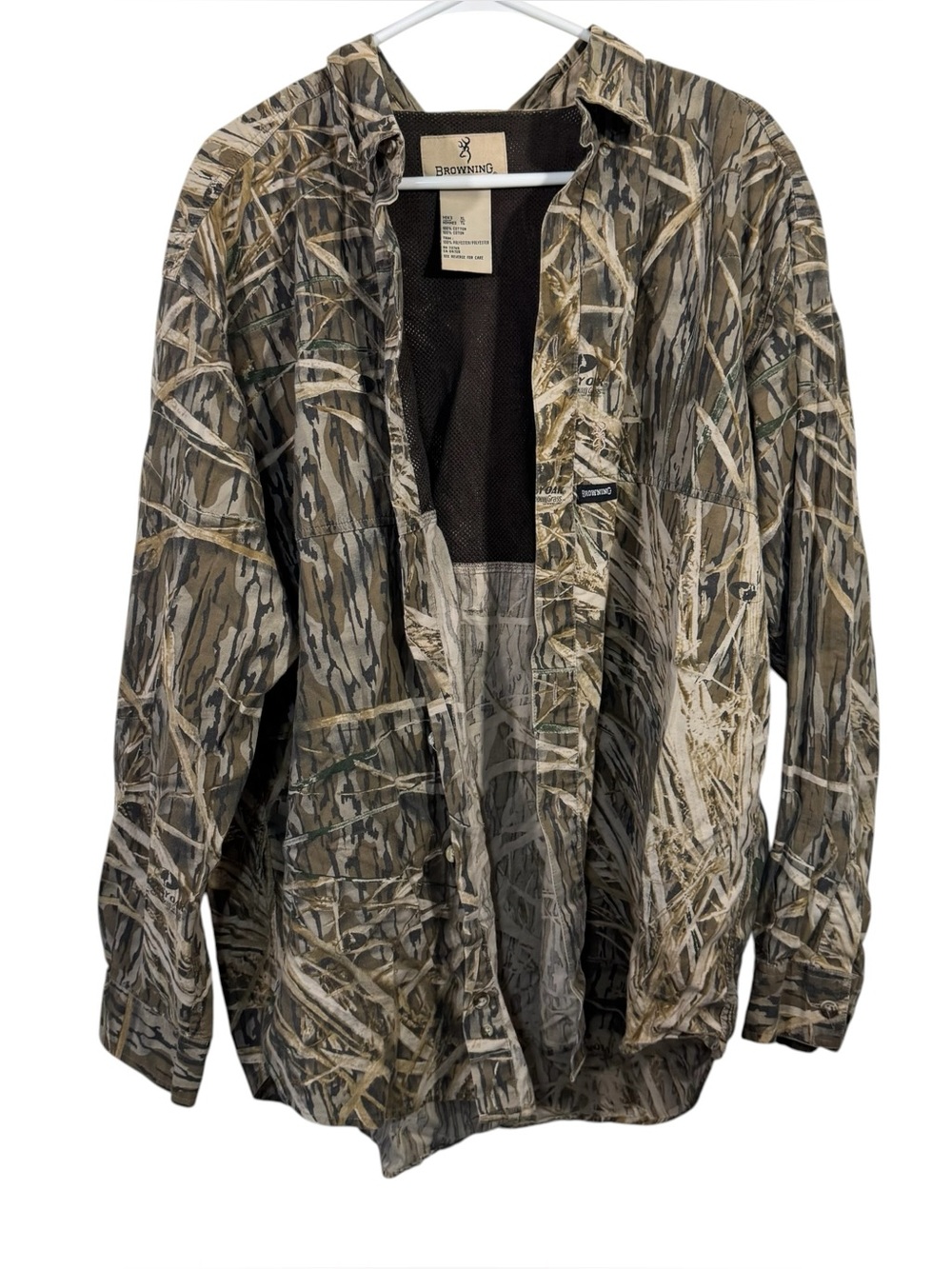 Vintage Browning Button Down Mossy Oak Camouflage Shirt